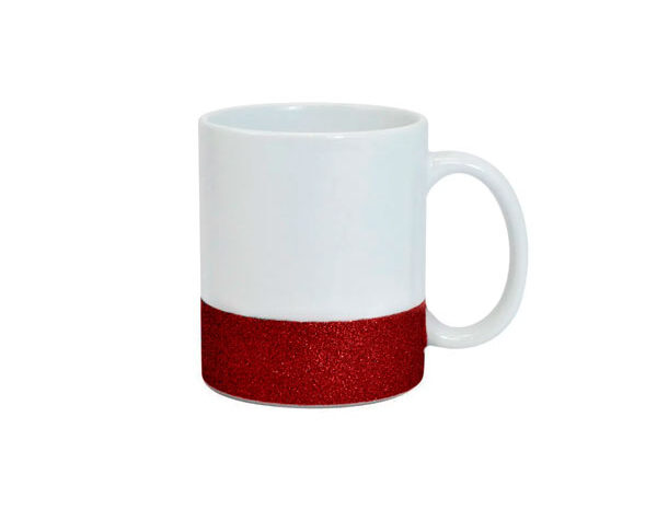 Caneca De Porcelana Base Glitter 325ml – Vermelha – Distrimix Nordeste